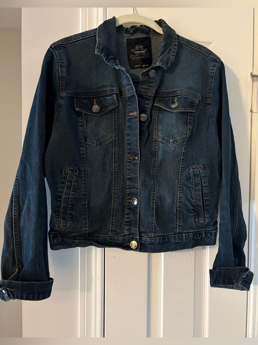 Women's Dark Wash Denim Jean Jacket - Casual Button-Up